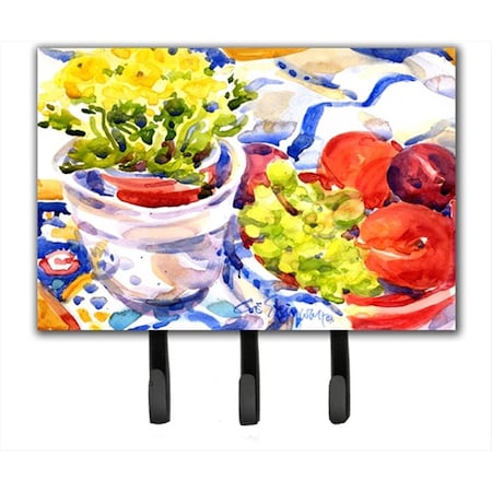 Carolines Treasures Apples- Plums and Grapes with Flowers Leash Holder or Key Hook 6037TH68